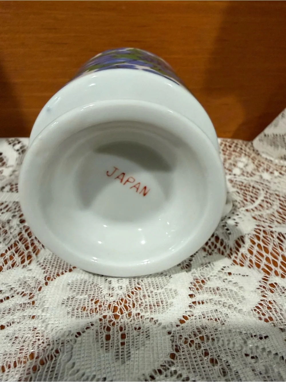 Retro Blue & Green Floral Pedestal Mug - Made in Japan